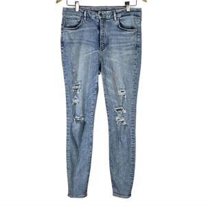 Stylish Blue DistressedHigh Waist h&m Skinny Jeans